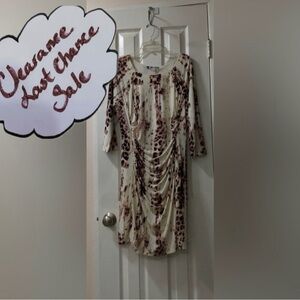Jennifer Lopez Women’s XL Cream and Brown Long Sleeve Dress